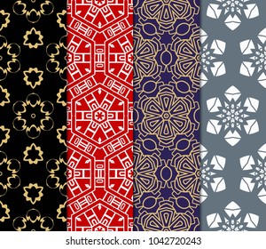 set of decorative floral seamless pattern. vector illustration. for invitation, greeting card, wallpaper, interior