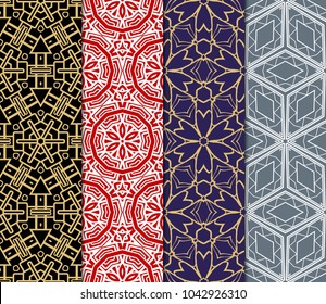 set of decorative floral seamless pattern. vector illustration. for invitation, greeting card, wallpaper, interior