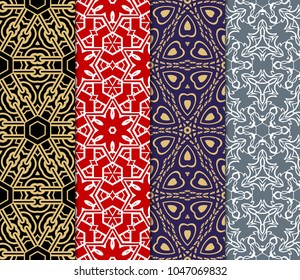 set of decorative floral seamless pattern. vector illustration. for invitation, greeting card, wallpaper, interior