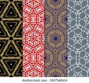 set of decorative floral seamless pattern. vector illustration. for invitation, greeting card, wallpaper, interior