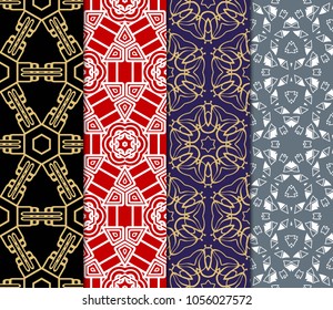 set of decorative floral seamless pattern. vector illustration. for invitation, greeting card, wallpaper, interior