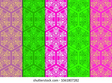 set of decorative floral seamless pattern. vector illustration. for modern wallpaper, interior.