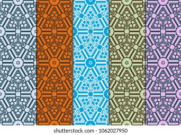 set of decorative floral seamless pattern. vector illustration. for modern wallpaper, interior.