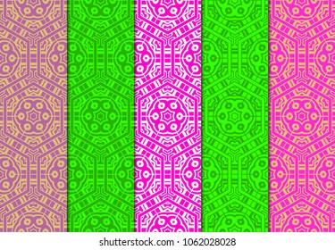 set of decorative floral seamless pattern. vector illustration. for modern wallpaper, interior.