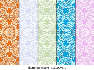 set of decorative floral seamless pattern. vector illustration. for modern wallpaper, interior.