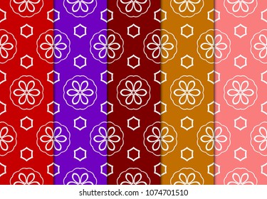 set of decorative floral seamless pattern. vector illustration. for modern wallpaper, interior.