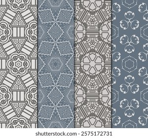 set of decorative floral seamless pattern. vector illustration. for invitation, greeting card, wallpaper, interior