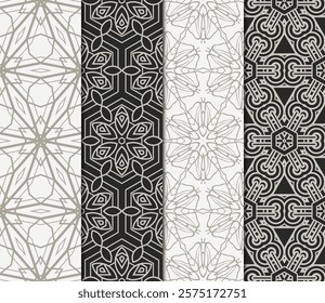 set of decorative floral seamless pattern. vector illustration. for invitation, greeting card, wallpaper, interior