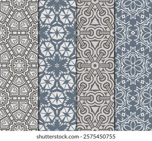 set of decorative floral seamless pattern. vector illustration. for invitation, greeting card, wallpaper, interior