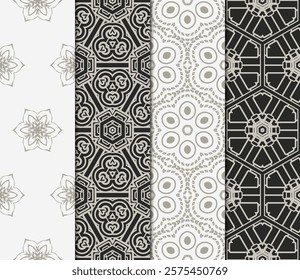 set of decorative floral seamless pattern. vector illustration. for invitation, greeting card, wallpaper, interior