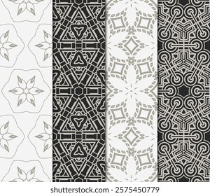 set of decorative floral seamless pattern. vector illustration. for invitation, greeting card, wallpaper, interior