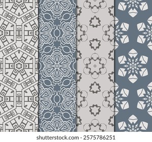 set of decorative floral seamless pattern. vector illustration. for invitation, greeting card, wallpaper, interior