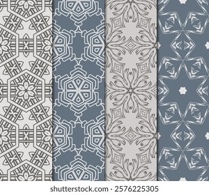 set of decorative floral seamless pattern. vector illustration. for invitation, greeting card, wallpaper, interior