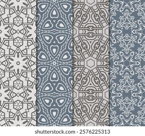 set of decorative floral seamless pattern. vector illustration. for invitation, greeting card, wallpaper, interior