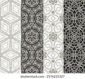 set of decorative floral seamless pattern. vector illustration. for invitation, greeting card, wallpaper, interior