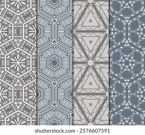 set of decorative floral seamless pattern. vector illustration. for invitation, greeting card, wallpaper, interior