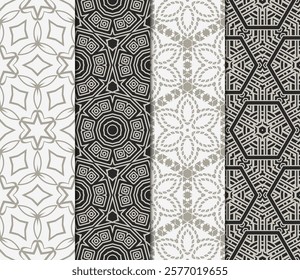 set of decorative floral seamless pattern. vector illustration. for invitation, greeting card, wallpaper, interior