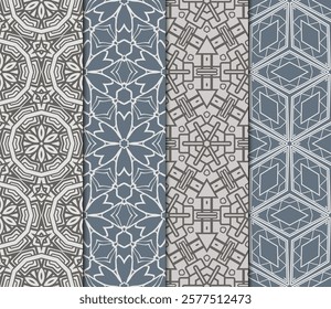 set of decorative floral seamless pattern. vector illustration. for invitation, greeting card, wallpaper, interior