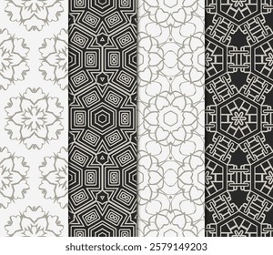 set of decorative floral seamless pattern. vector illustration. for invitation, greeting card, wallpaper, interior