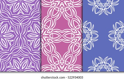 set of decorative floral seamless pattern background. Luxury texture for wallpaper, invitation. Vector illustration. purple color.