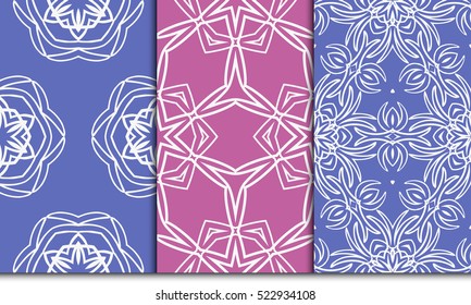 set of decorative floral seamless pattern background. Luxury texture for wallpaper, invitation. Vector illustration. purple color.