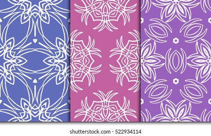 set of decorative floral seamless pattern background. Luxury texture for wallpaper, invitation. Vector illustration. purple color.