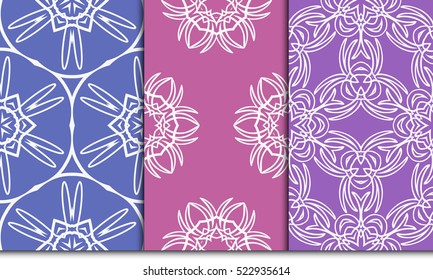 set of decorative floral seamless pattern background. Luxury texture for wallpaper, invitation. Vector illustration. purple color.