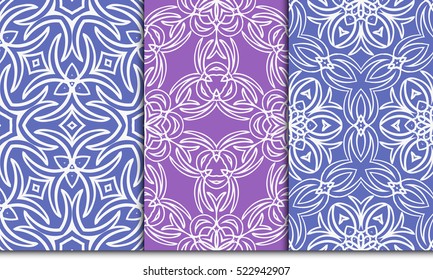 set of decorative floral seamless pattern background. Luxury texture for wallpaper, invitation. Vector illustration. purple color.