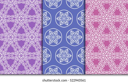 set of decorative floral seamless pattern background. Luxury texture for wallpaper, invitation. Vector illustration. purple color.