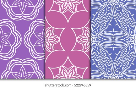 set of decorative floral seamless pattern background. Luxury texture for wallpaper, invitation. Vector illustration. purple color.