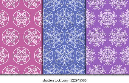 set of decorative floral seamless pattern background. Luxury texture for wallpaper, invitation. Vector illustration. purple color.