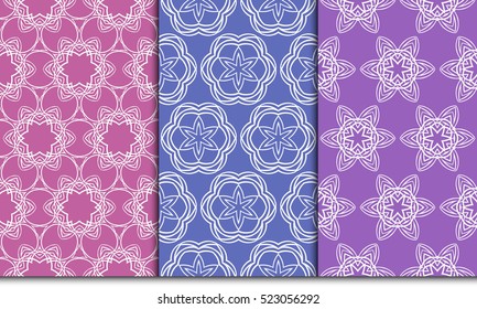 set of decorative floral seamless pattern background. Luxury texture for wallpaper, invitation. Vector illustration. purple color.