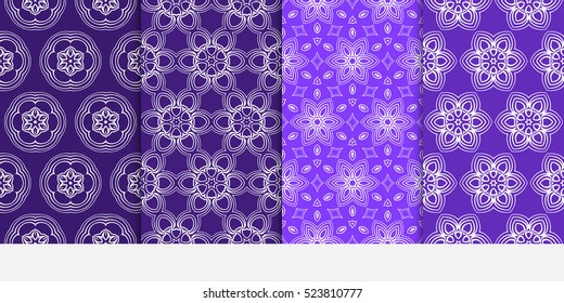 set of decorative floral seamless pattern background. Luxury texture for wallpaper, invitation. Vector illustration. purple color.