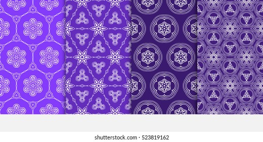 set of decorative floral seamless pattern background. Luxury texture for wallpaper, invitation. Vector illustration. purple color.