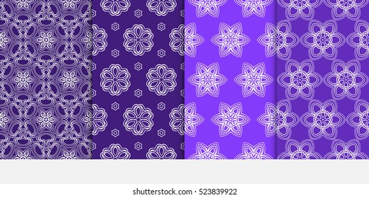 set of decorative floral seamless pattern background. Luxury texture for wallpaper, invitation. Vector illustration. purple color.