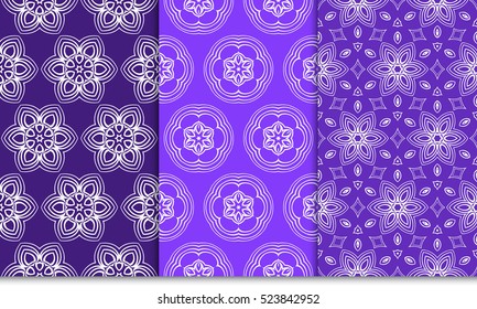 set of decorative floral seamless pattern background. Luxury texture for wallpaper, invitation. Vector illustration. purple color.