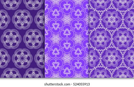 set of decorative floral seamless pattern background. Luxury texture for wallpaper, invitation. Vector illustration. purple color.
