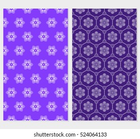 set of decorative floral seamless pattern background. Luxury texture for wallpaper, invitation. Vector illustration. purple color.