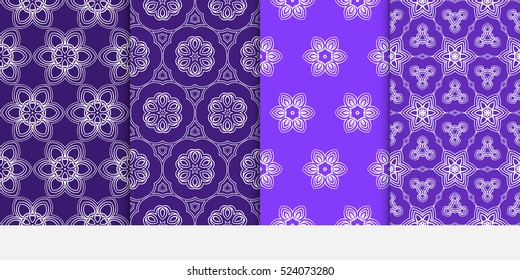 set of decorative floral seamless pattern background. Luxury texture for wallpaper, invitation. Vector illustration. purple color.