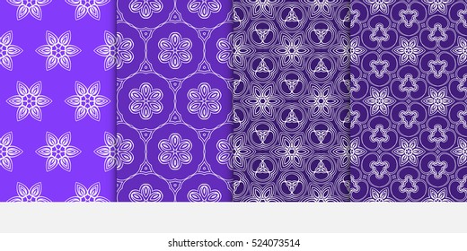 set of decorative floral seamless pattern background. Luxury texture for wallpaper, invitation. Vector illustration. purple color.