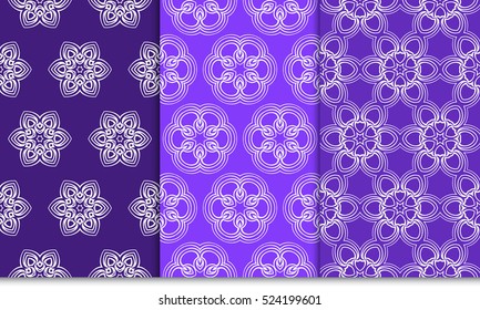 set of decorative floral seamless pattern background. Luxury texture for wallpaper, invitation. Vector illustration. purple color.
