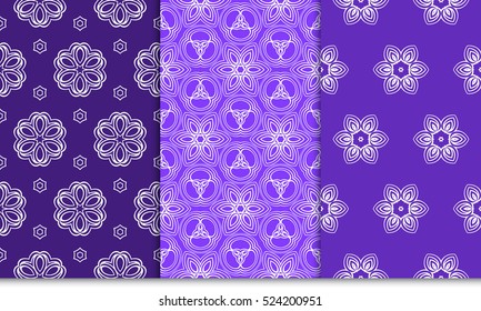 set of decorative floral seamless pattern background. Luxury texture for wallpaper, invitation. Vector illustration. purple color.