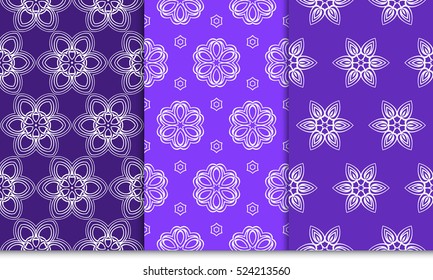 set of decorative floral seamless pattern background. Luxury texture for wallpaper, invitation. Vector illustration. purple color.