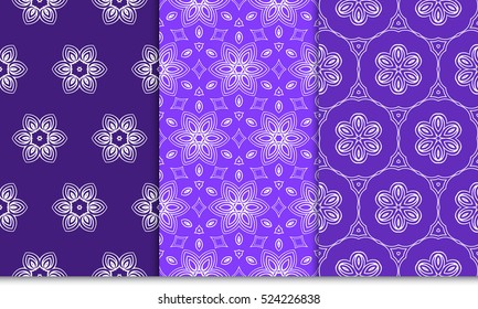 set of decorative floral seamless pattern background. Luxury texture for wallpaper, invitation. Vector illustration. purple color.