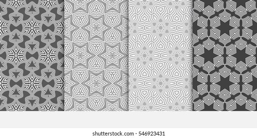 set of decorative floral seamless pattern. Luxury texture for wallpaper, invitation. Vector illustration. grey color.