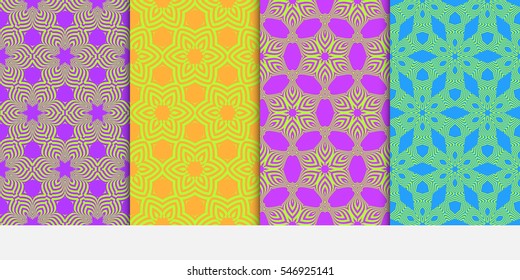 set of decorative floral seamless pattern. Texture for wallpaper, invitation, clothes. Vector illustration. color.