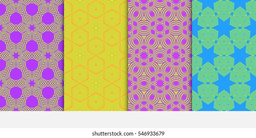 set of decorative floral seamless pattern. Texture for wallpaper, invitation, clothes. Vector illustration. color.