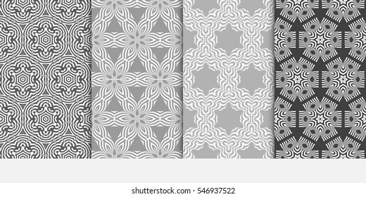 set of decorative floral seamless pattern. Luxury texture for wallpaper, invitation. Vector illustration. grey color.