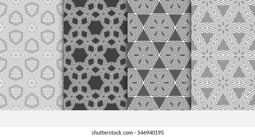 set of decorative floral seamless pattern. Luxury texture for wallpaper, invitation. Vector illustration. grey color.
