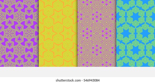 set of decorative floral seamless pattern. Texture for wallpaper, invitation, clothes. Vector illustration. color.